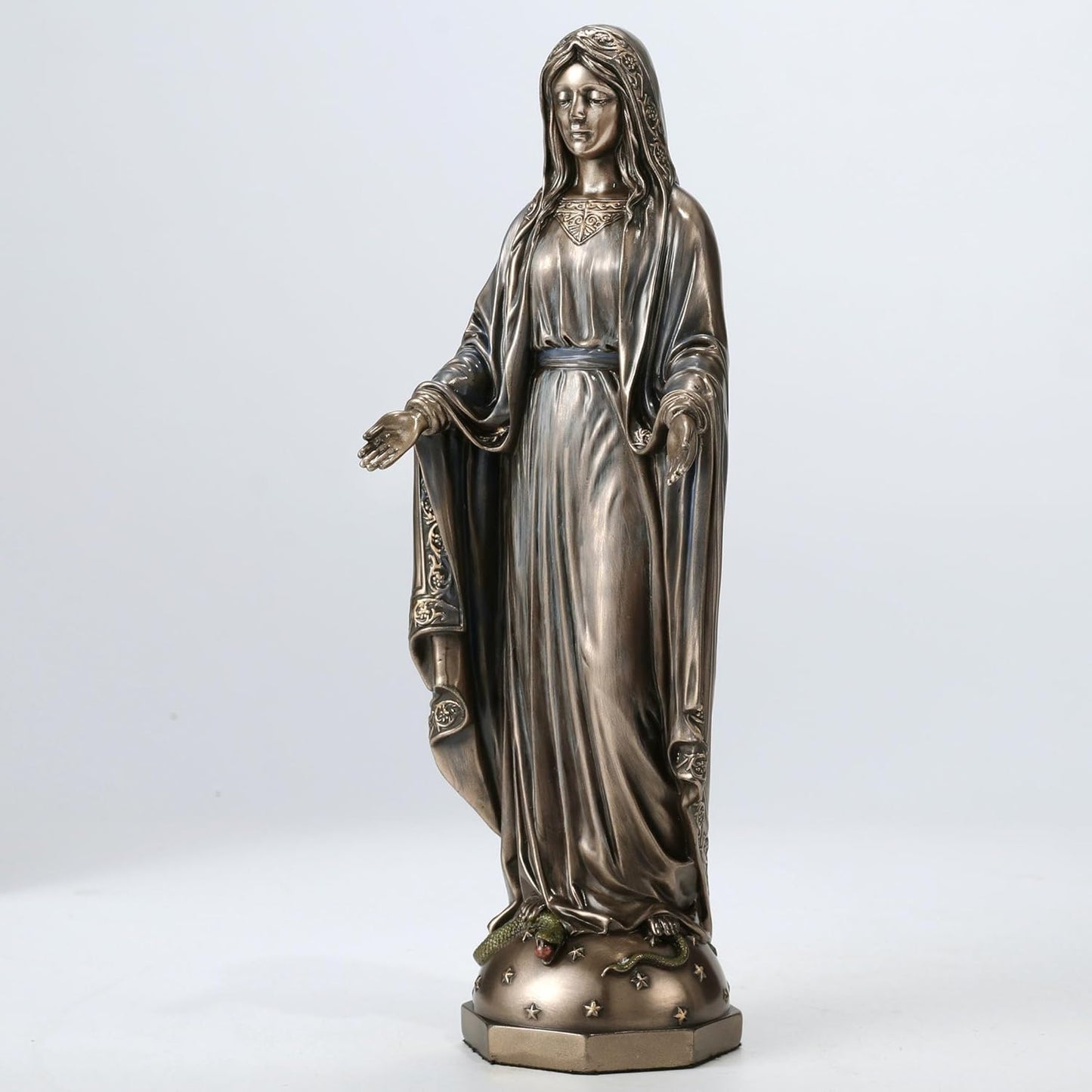 Veronese Design 8 7/8 Inch Our Lady of Grace Virgin Mary Cold Cast Resin Statue Bronze Finish Sculpture Religious Home Decor