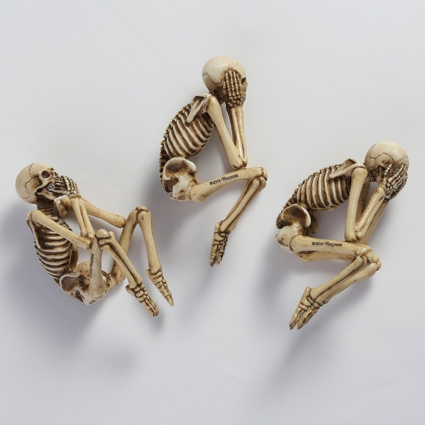 Veronese Design Resin Hear See Speak No Evil Skeleton Shelf Sitter Figurines Home Decor Statues