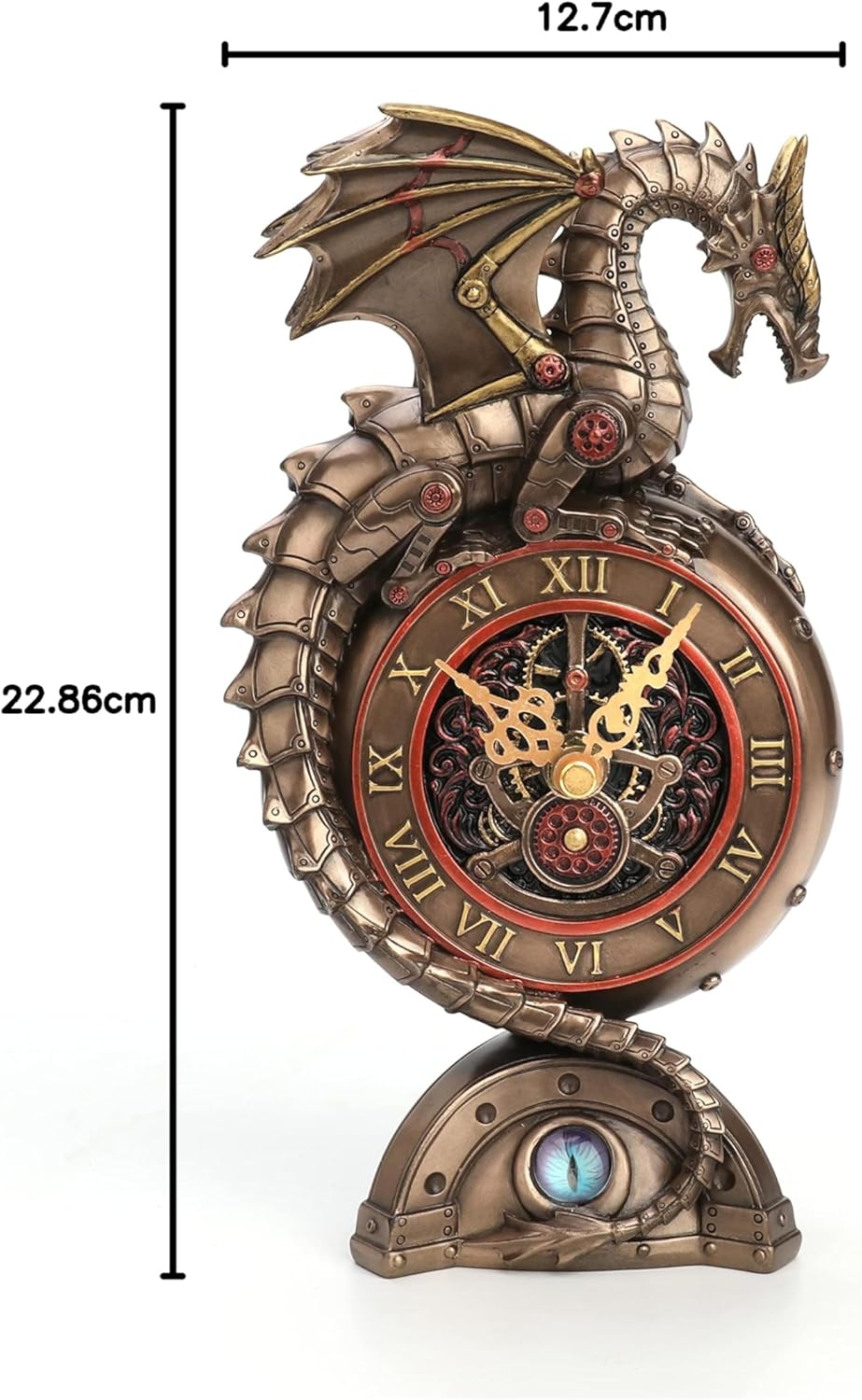 Veronese Design 9 Inch Steampunk Mechanical Dragon Clock Resin Sculpture Bronze Finish