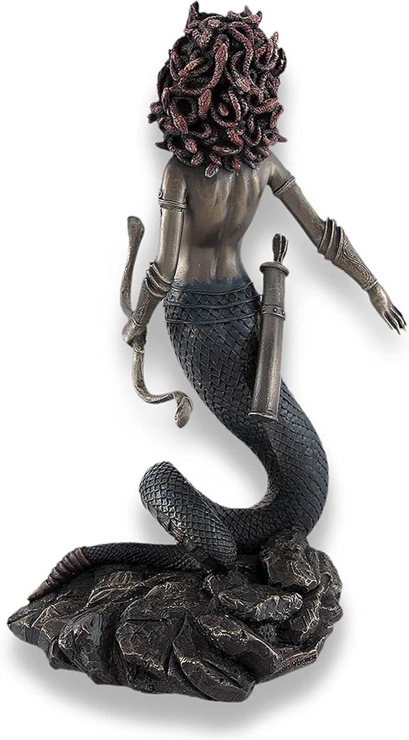 Bronzed Medusa with Double Snake Bow and Arrows Statue