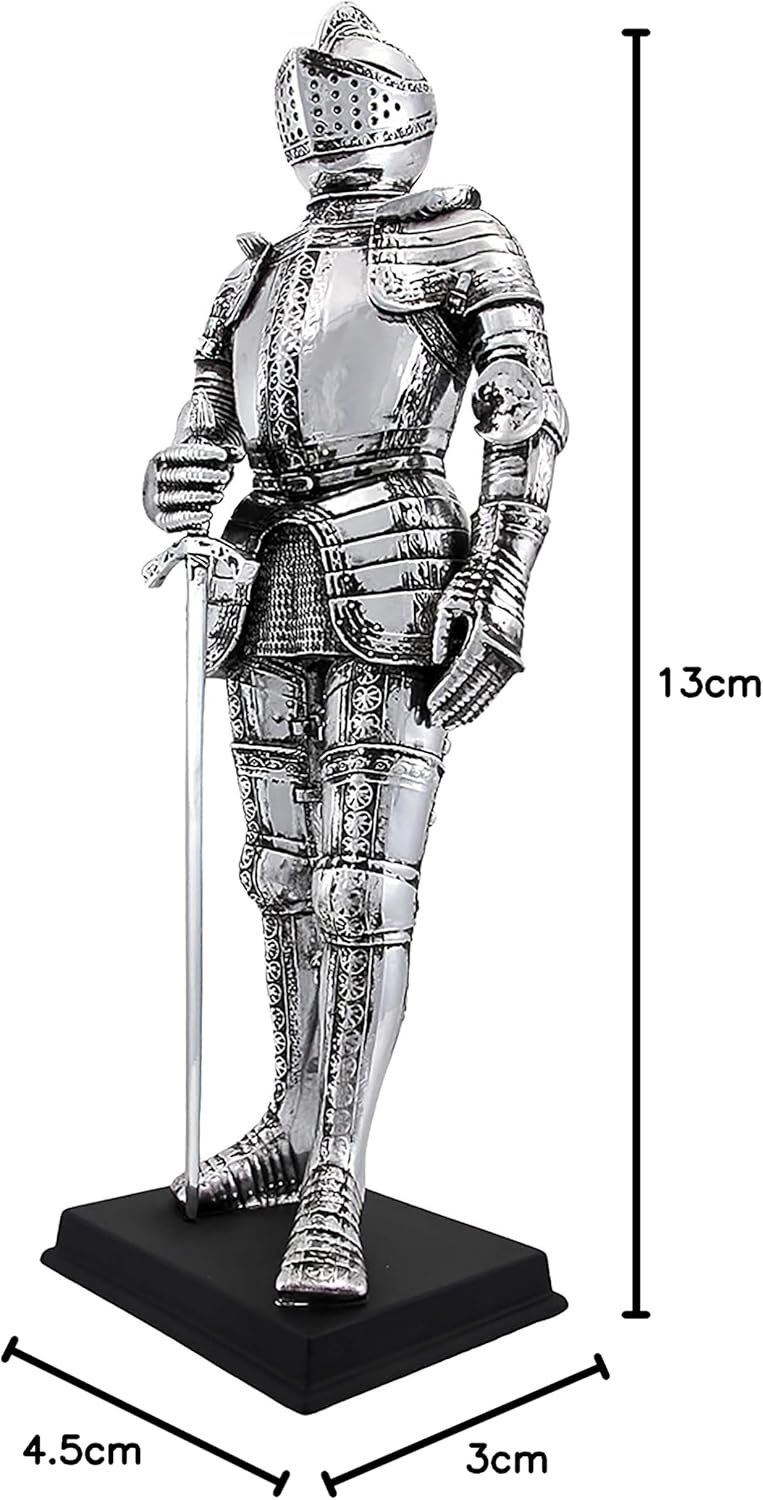 Veronese Design Silver Finish Medieval Knight in Armor Statue Figure Armour