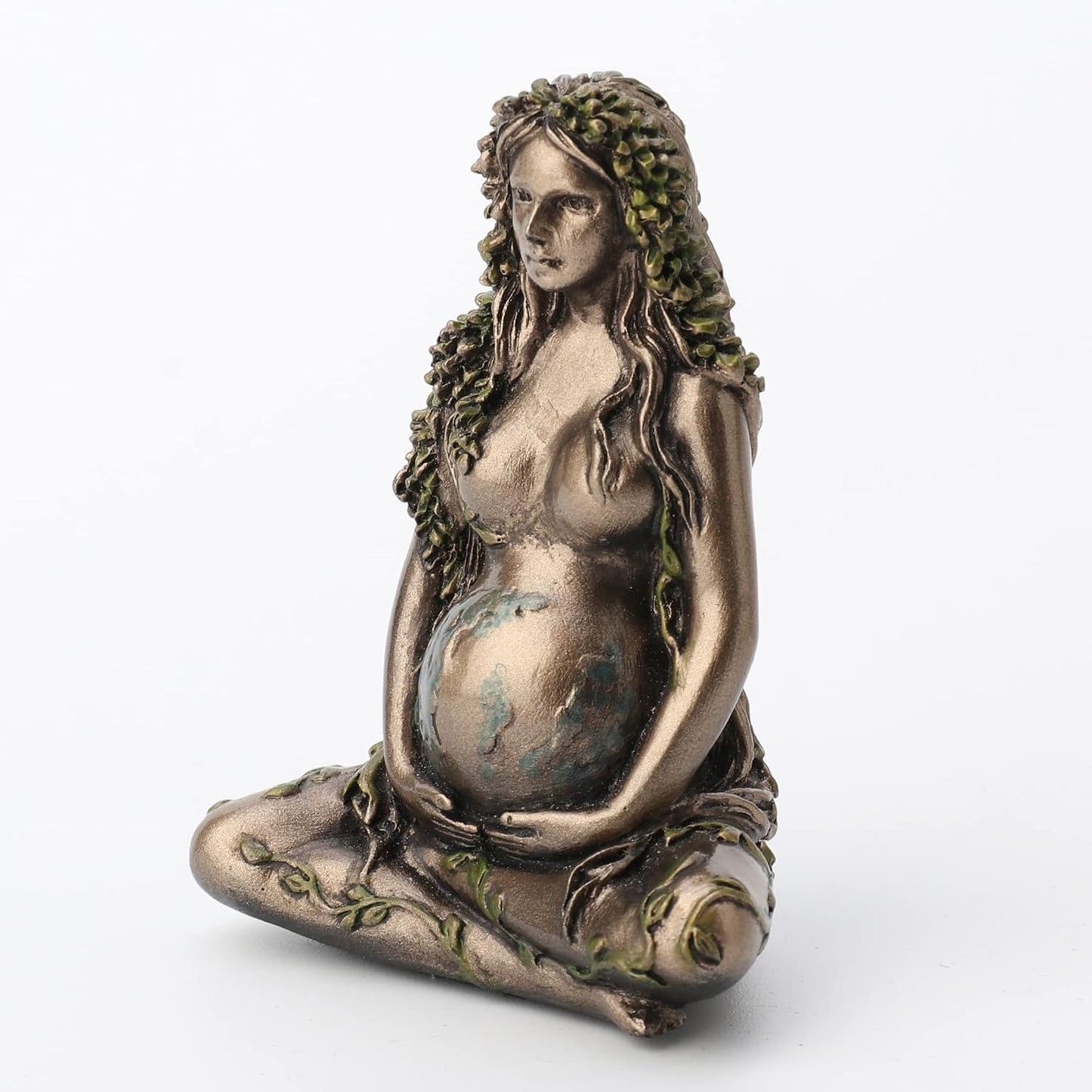Veronese Design Mother Earth Gaia Sitting Lotucs Pose Painted Bronze Finish Resin Figurine