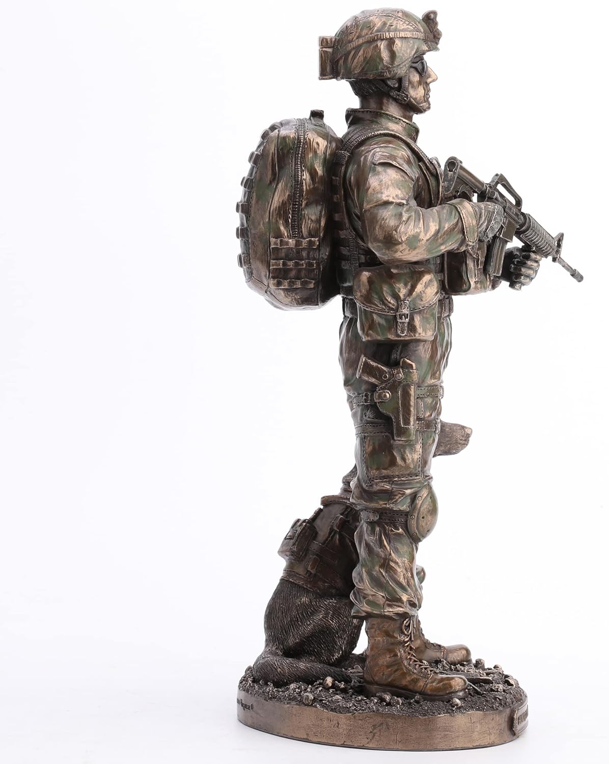 VERONESE Us Army Soldier And Dog Statue Honor, Courage, Commitment Figurine