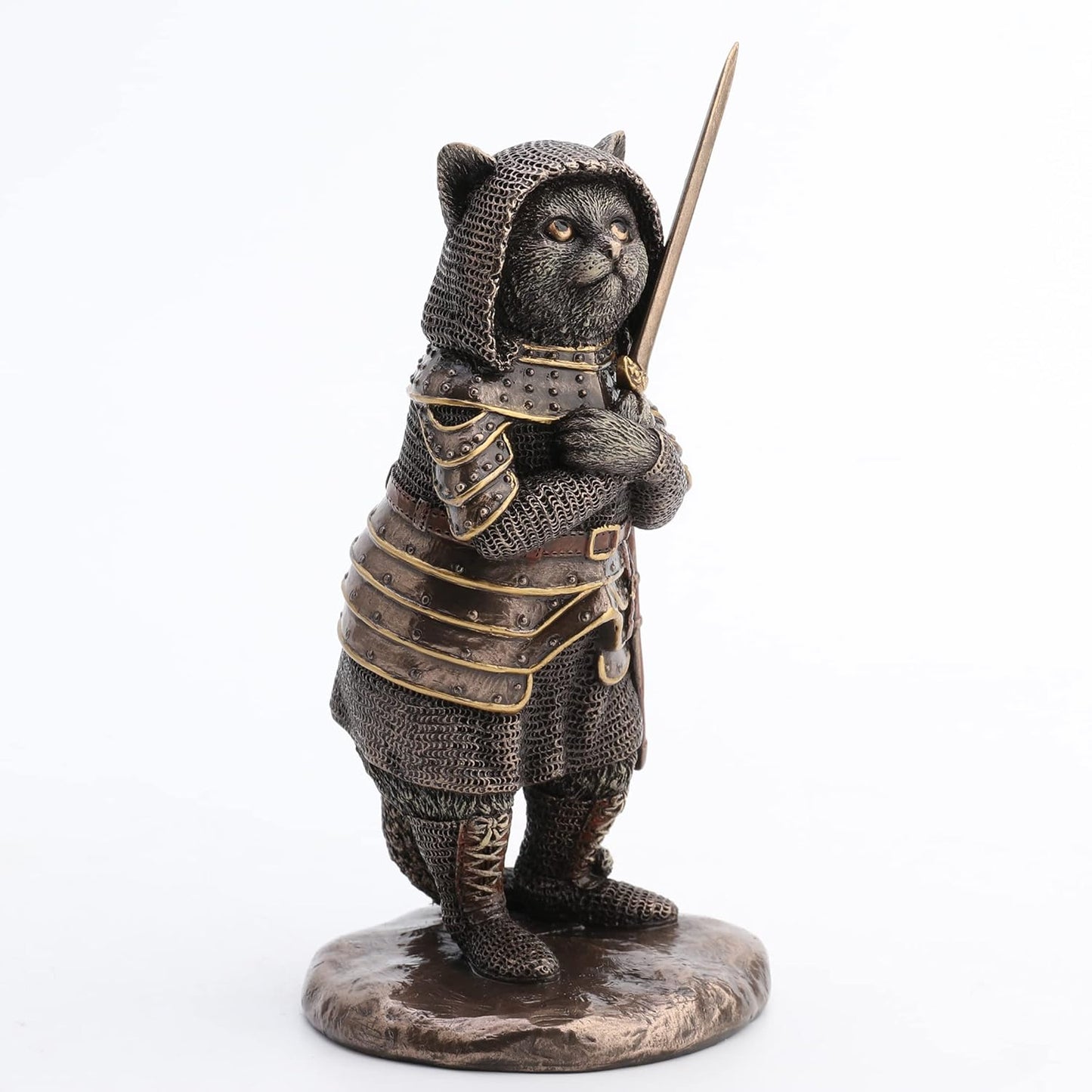 Veronese Design 5 7/8 Inch Sir Pounce A Lot The Cat in Knight Armor Cold Cast Resin Bronze Finish Sculpture Figurine