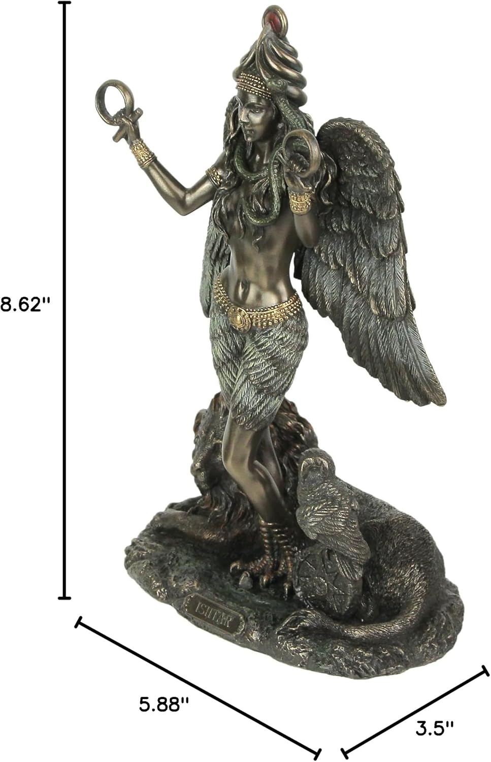 Veronese Design 8 5/8" Ishtar The Mesopotamian Queen of Heaven Cold Cast Resin Antique Bronze Finish Sculpture Altar Statue Wiccan Decoration Pagan Gifts