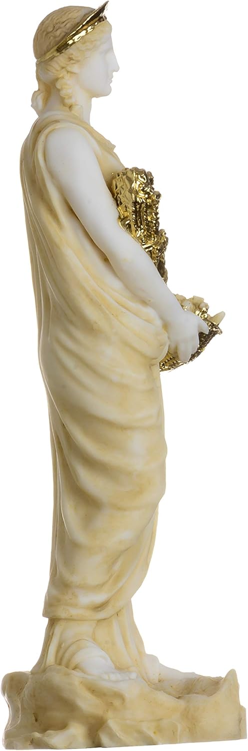 BeautifulGreekStatues Demeter Goddess of the harvest and agriculture Alabaster Statue Gold Tone 6.7"