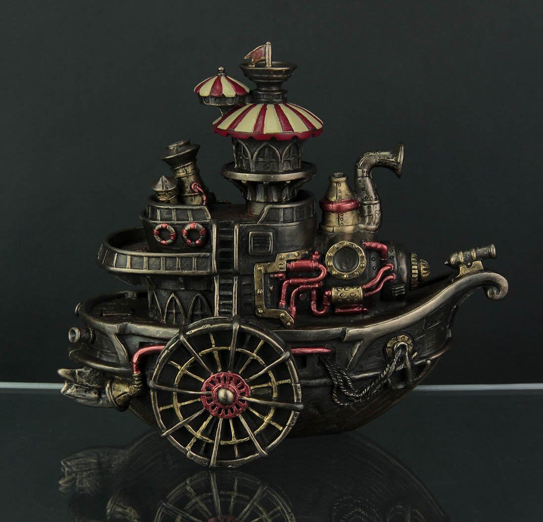 Veronese Hand Painted Steampunk Style Airship Gondola Statue