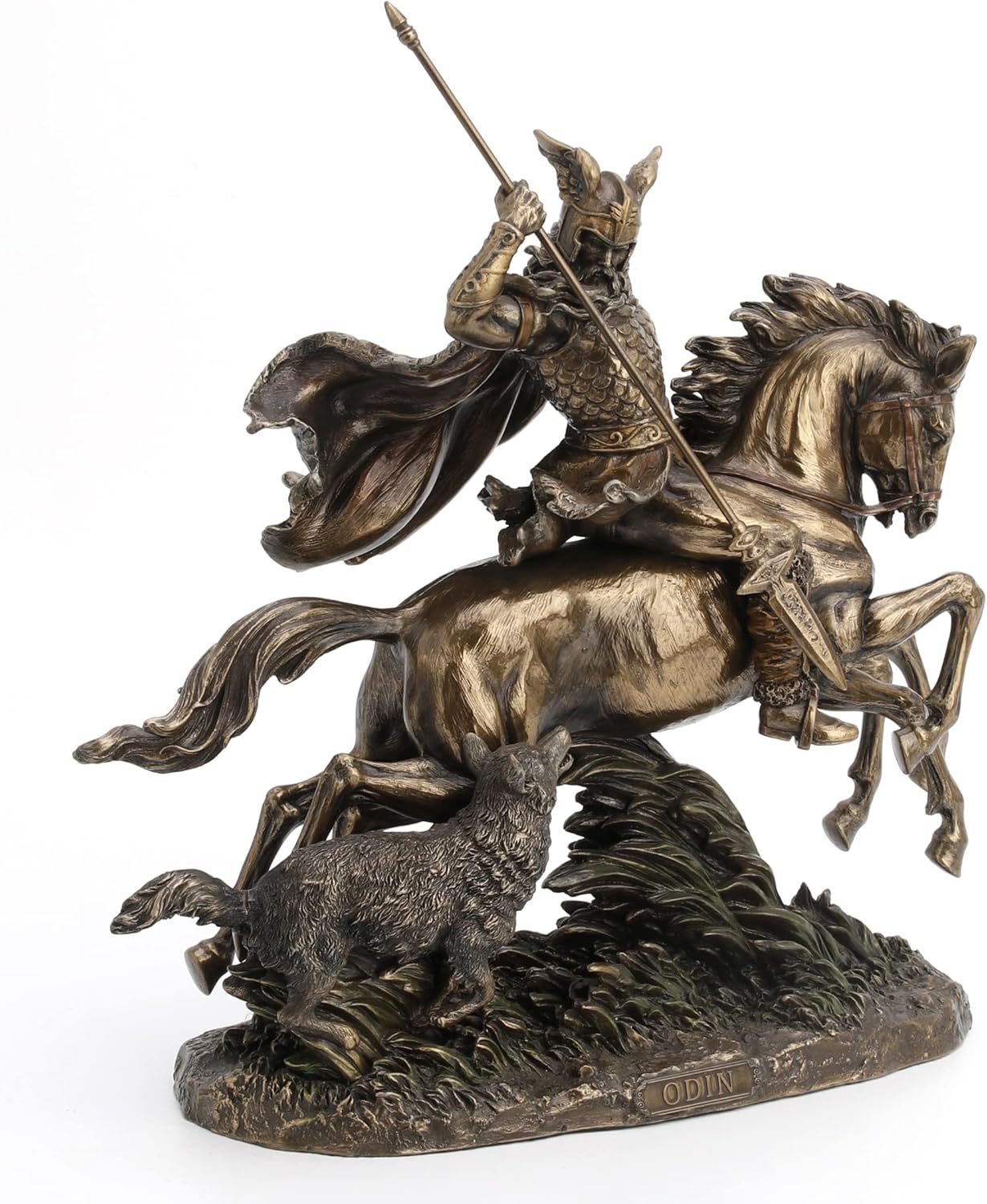 Veronese Design Odin Riding Sleipnir Sculpture Followed by Wolf