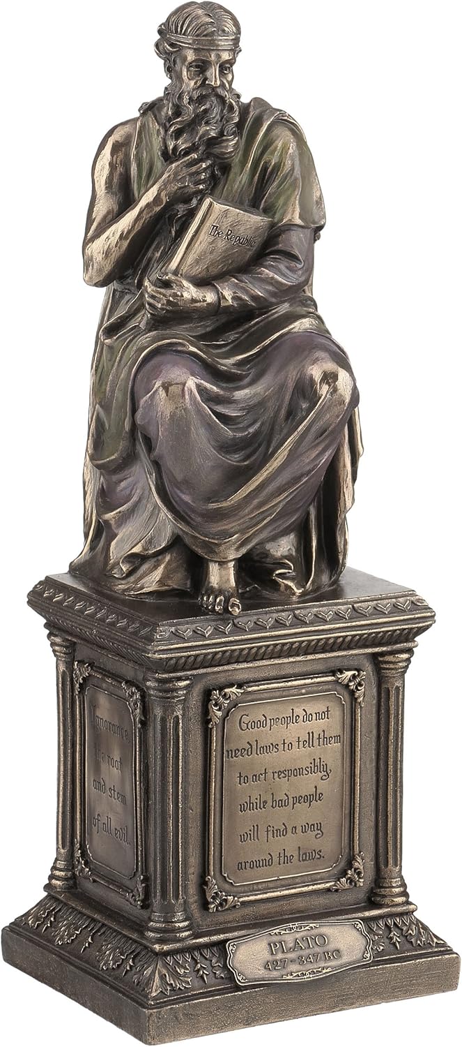 11.75 Inch Plato Sitting Cold Cast Bronze Sculpture Figurine