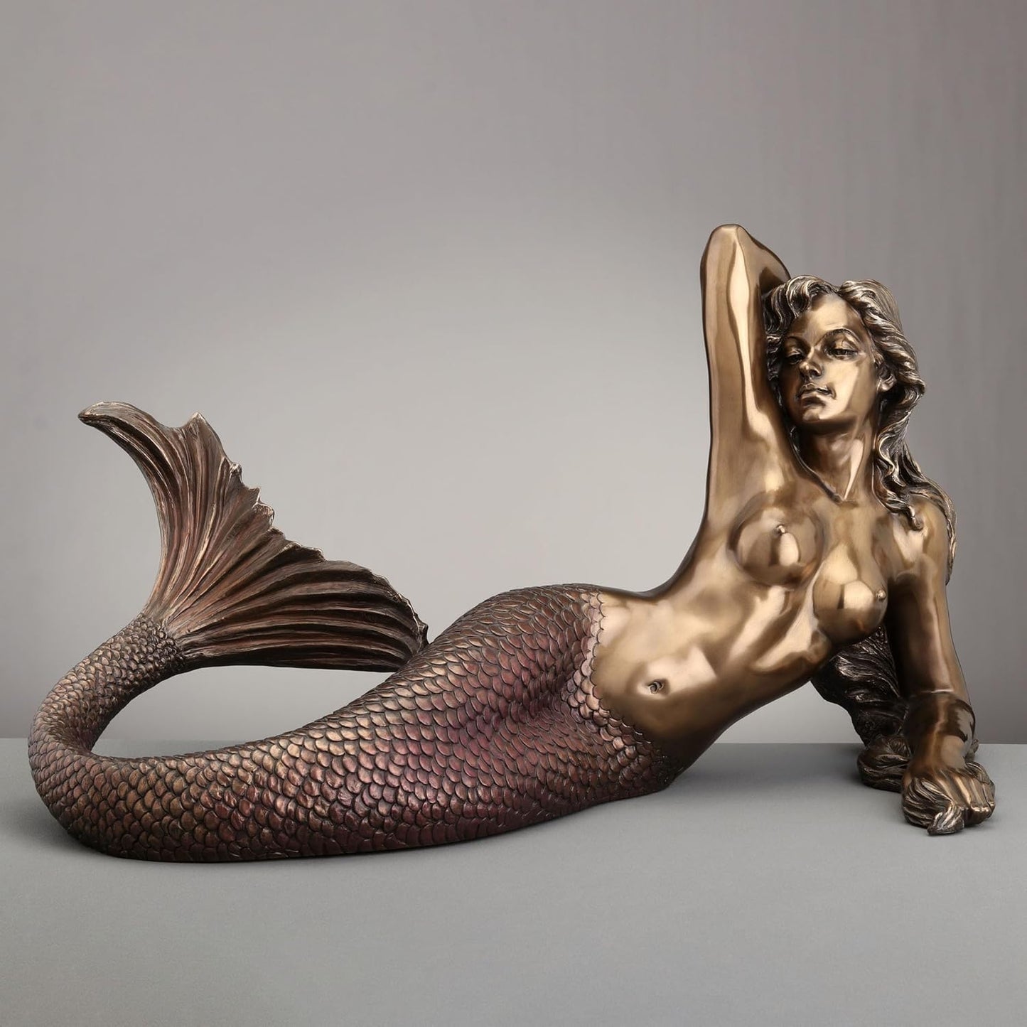 Veronese Design 25 1/4 Inch Mermaid Lying Back Nautical Decor Cold Cast Resin Bronze Finish Large Sculpture
