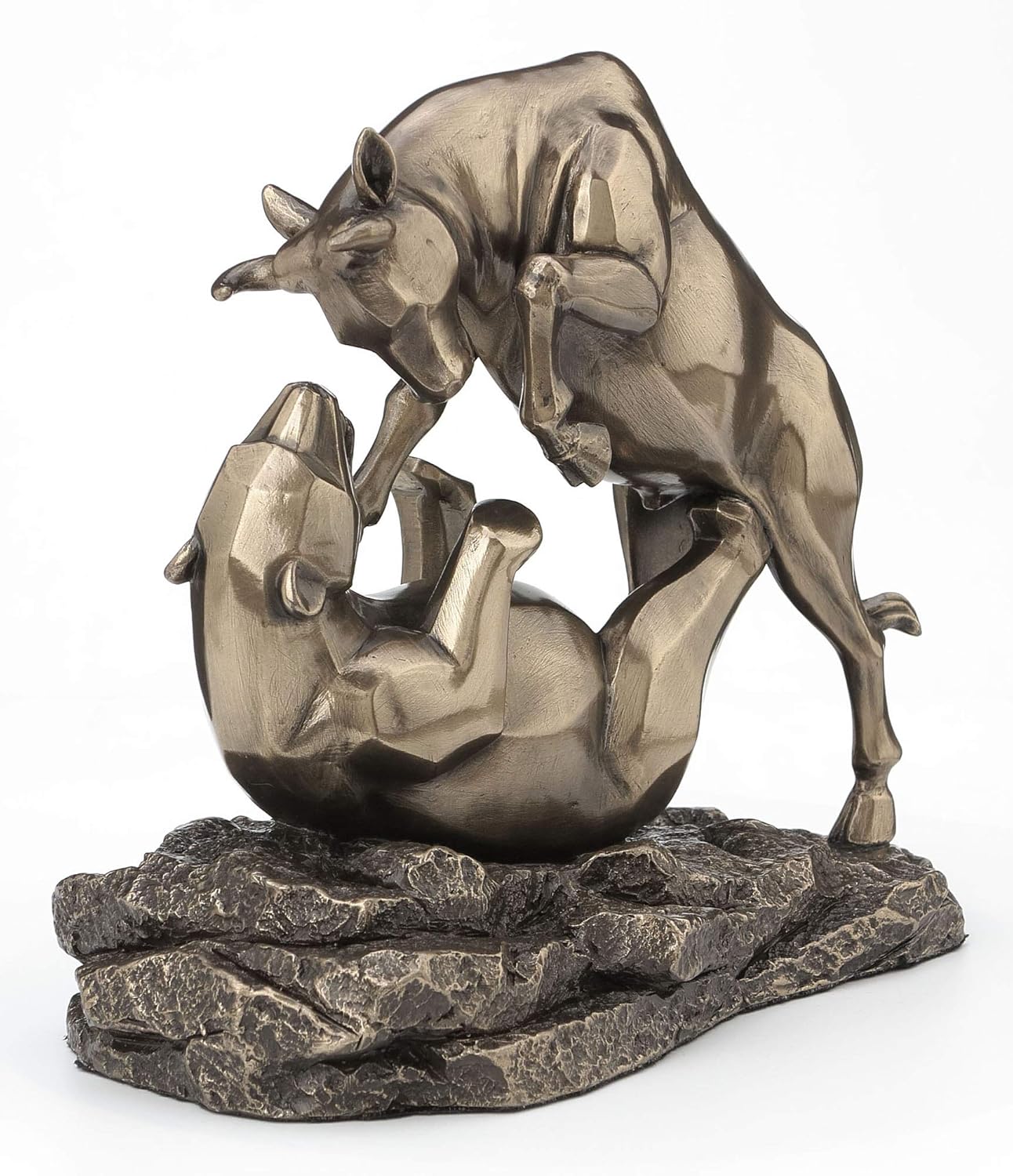 Veronese Design 6 Inch Tall Wall Street Stock Market Bull Bear Fight Financial Broker Gift Abstract Cold Cast Resin Bronze Finish Tabletop Statue