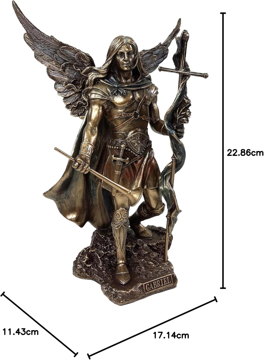 VERONESE Pair - Saint Michael and Gabriel Archangel W/Sword and Shield Food on Demon Statue Bronze Finish