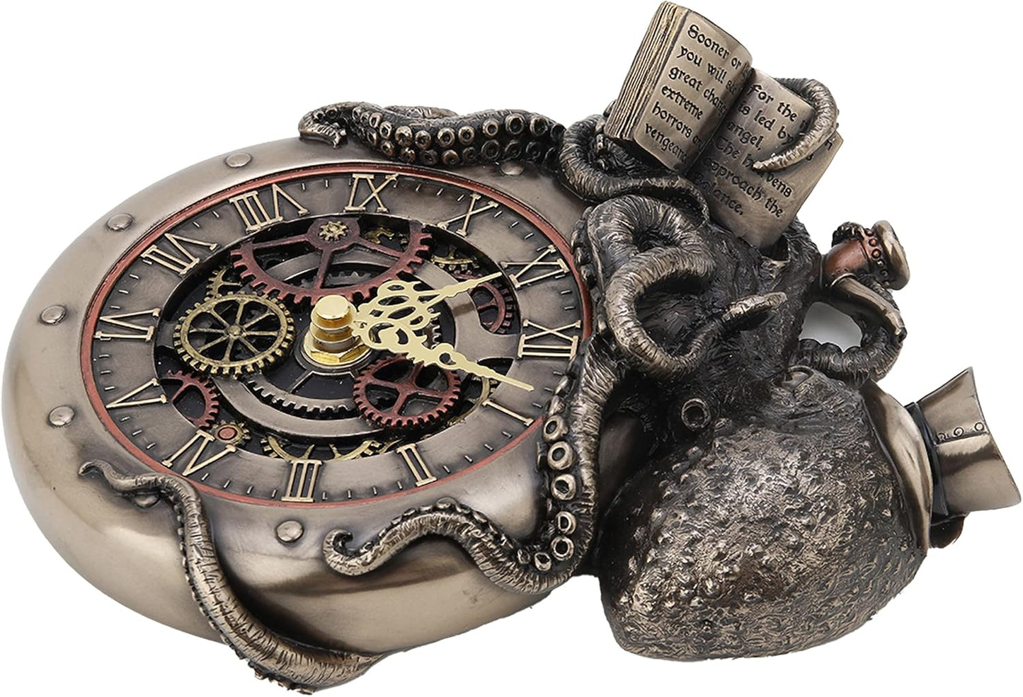 Veronese Design Bronze Finished Steampunk Nostradamus Prophet Octopus Wall Clock