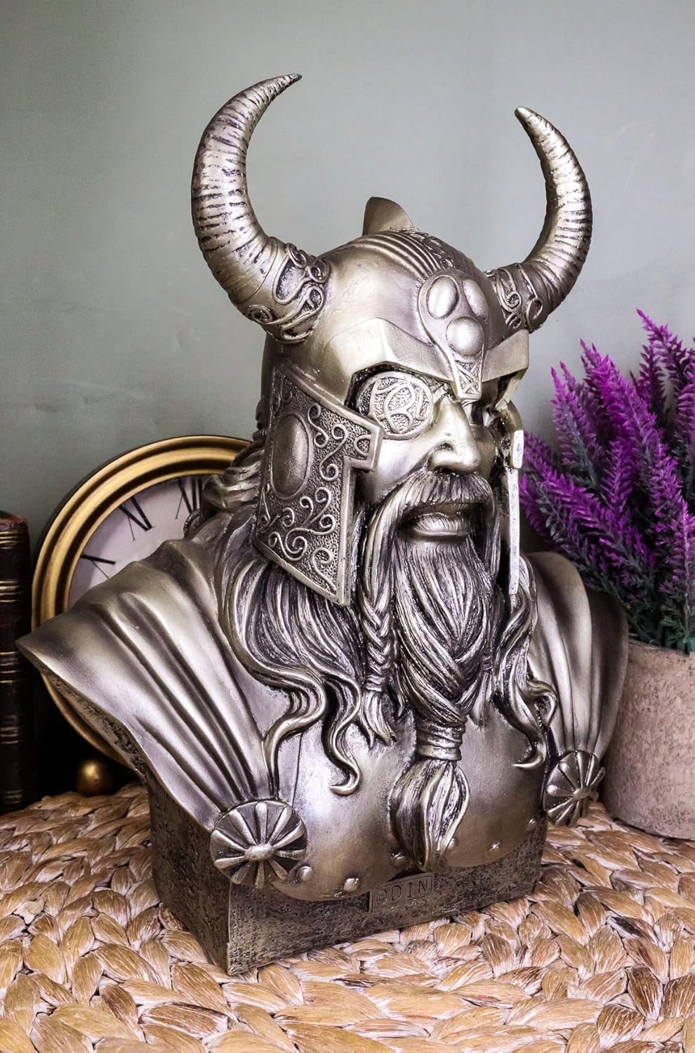 Ebros Warrior God Odin The Alfather Bust Statue 12" H Norse Viking God Odin Ruler of Asgard Sculptural Figurine