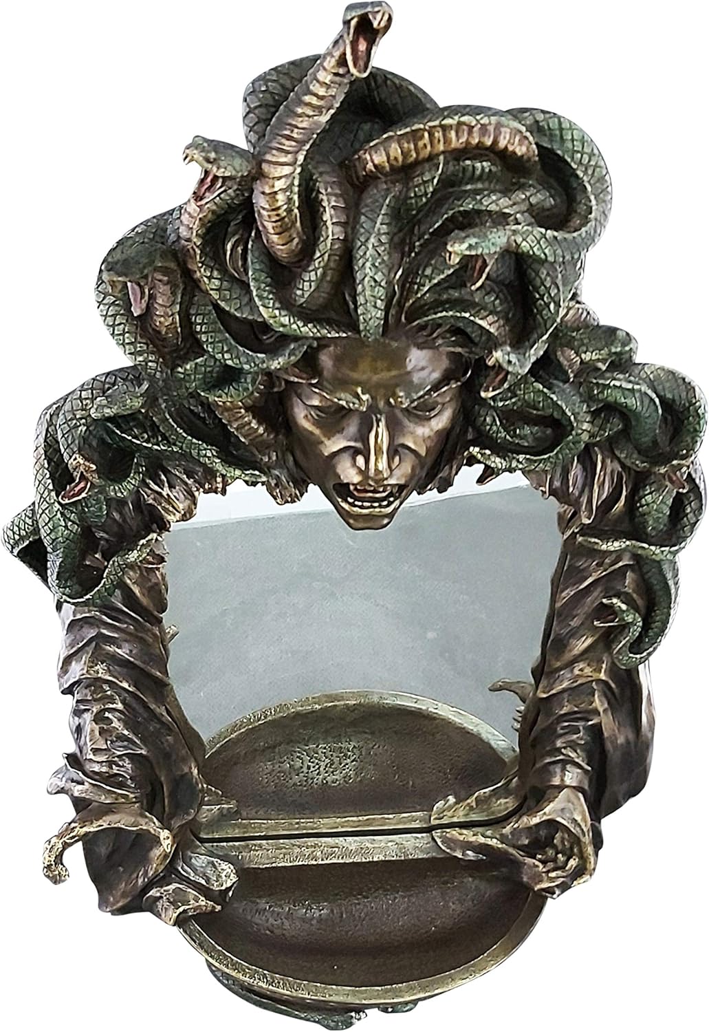 Medusa Head of Snakes Gothic Wall Mirror Décor Statue Sculpture Bronze Finish