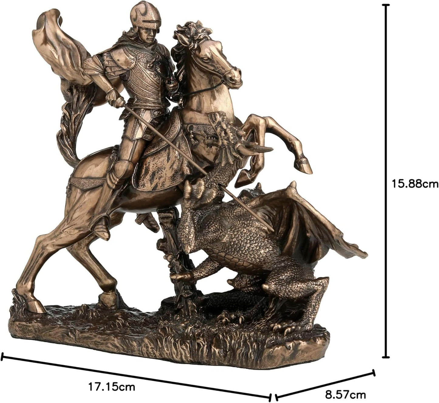Veronese Design 6 1/4 Inch Saint George The Dragon Slayer Cold Cast Resin Bronze Finish Sculpture