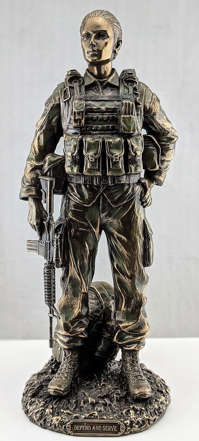 Veronese Defend and Serve Female Soldier Bronze Finish Statue