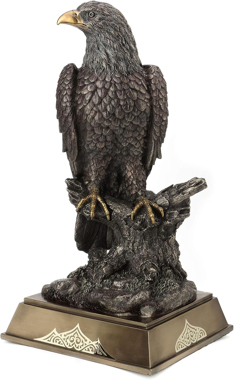 Veronese Design 17 Inch Bald Eagle Perching On Tree Branch Antique Bronze Finish Platformed Large Animal Statue