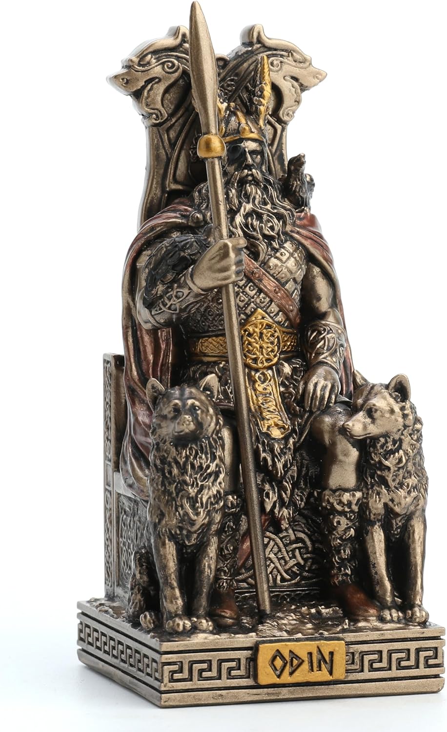 Veronese Design 3 1/2 Inches Norse God All Father Odin Sitting on Throne Miniature Resin Figurine Handpainted Bronze Finish, WU78058AP