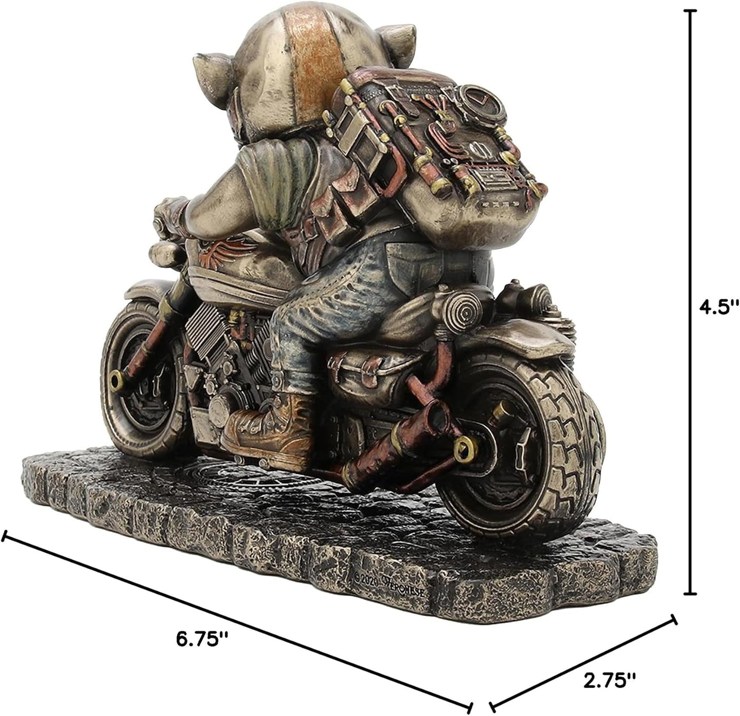 Veronese Deign 4 1/2 Inch Tall Steampunk Motorcycle Rough Rider Speed Bacon Hog Figurine Cold Cast Bronzed Resin Statue Pig Animal Collectibles