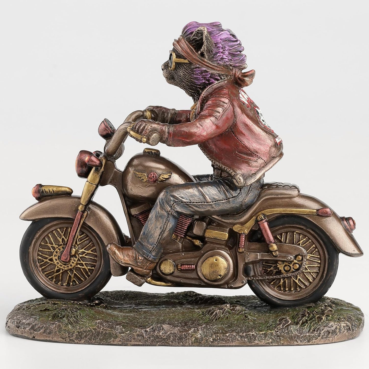 Veronese Design 5 5/8 Inch Cataclysm Moto Street Cat Cold Cast Resin Bronze Finish Steampunk Animal Statue