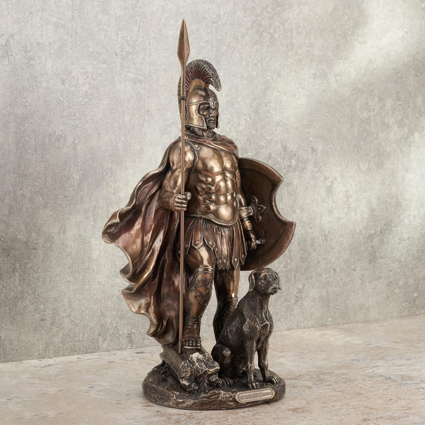 Veronese Design 12 5/8 Inch Odysseus and Argos Cold Cast Resin Antique Bronze Statue