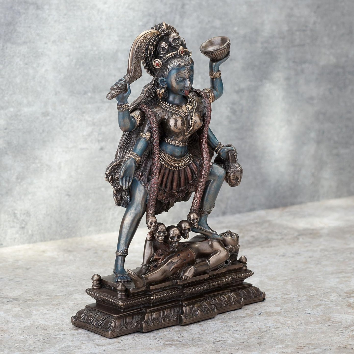 Veronese Design Kali Hindu Goddess Standing On Lord Shiva Statue