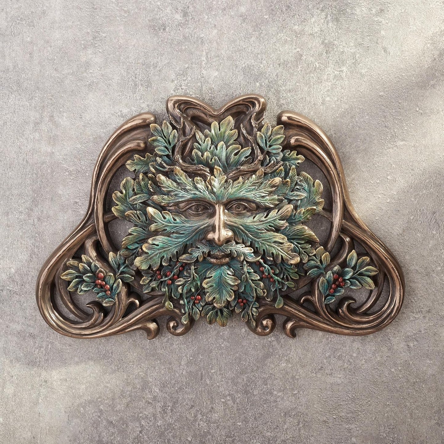 Veronese Design Greenman Wall Plaques (Cold Cast Bronze, Winter Medium)