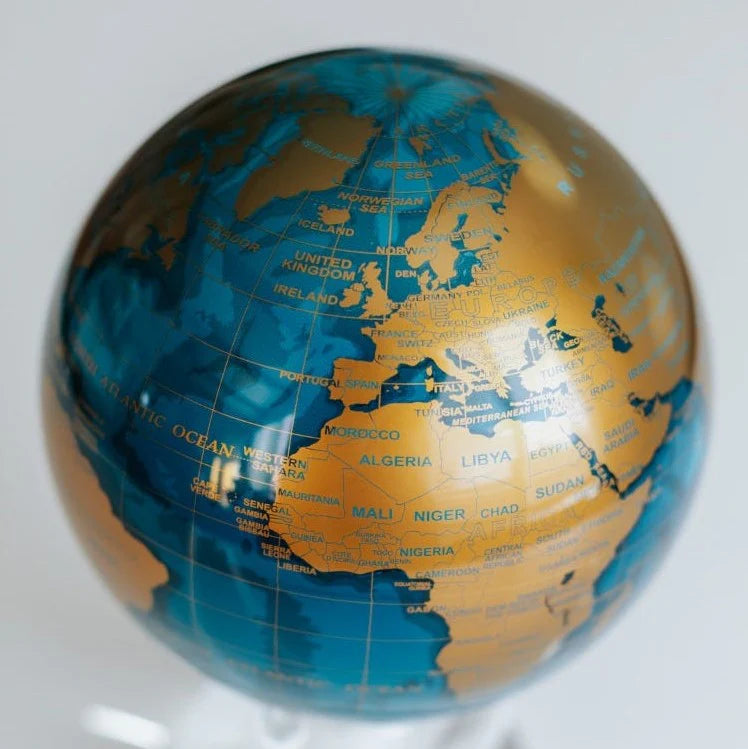 6" Mova Globe Modern Blue and Gold