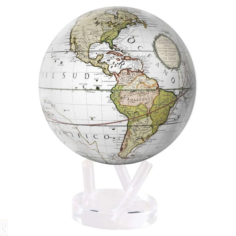 8.5" Mova Globe Antique Cassini (Terrestrial White)