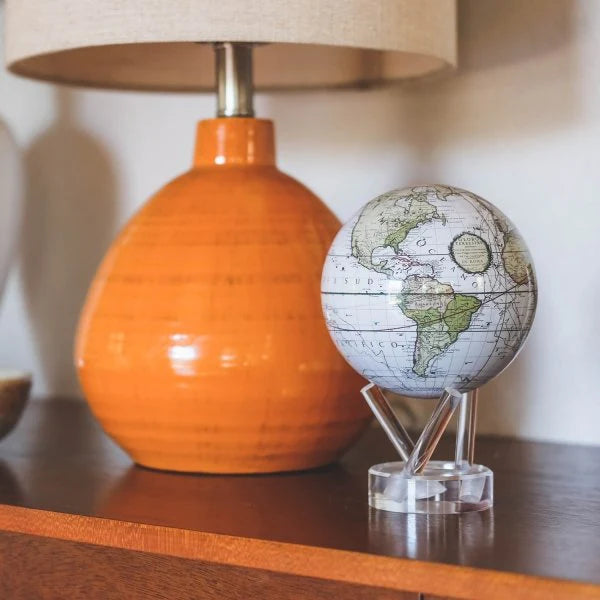 4.5" Mova Globe Antique Cassini (Terrestrial White)