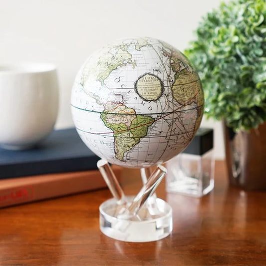 4.5" Mova Globe Antique Cassini (Terrestrial White)