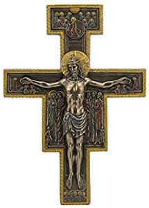 10 Inch Cold Cast Bronze Color The San Damiano Crucifix Wall Plaque