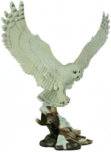 Veronese Design 13 Inch Tall Snowy Owl Flight Resin Sculpture Hand Painted Finish
