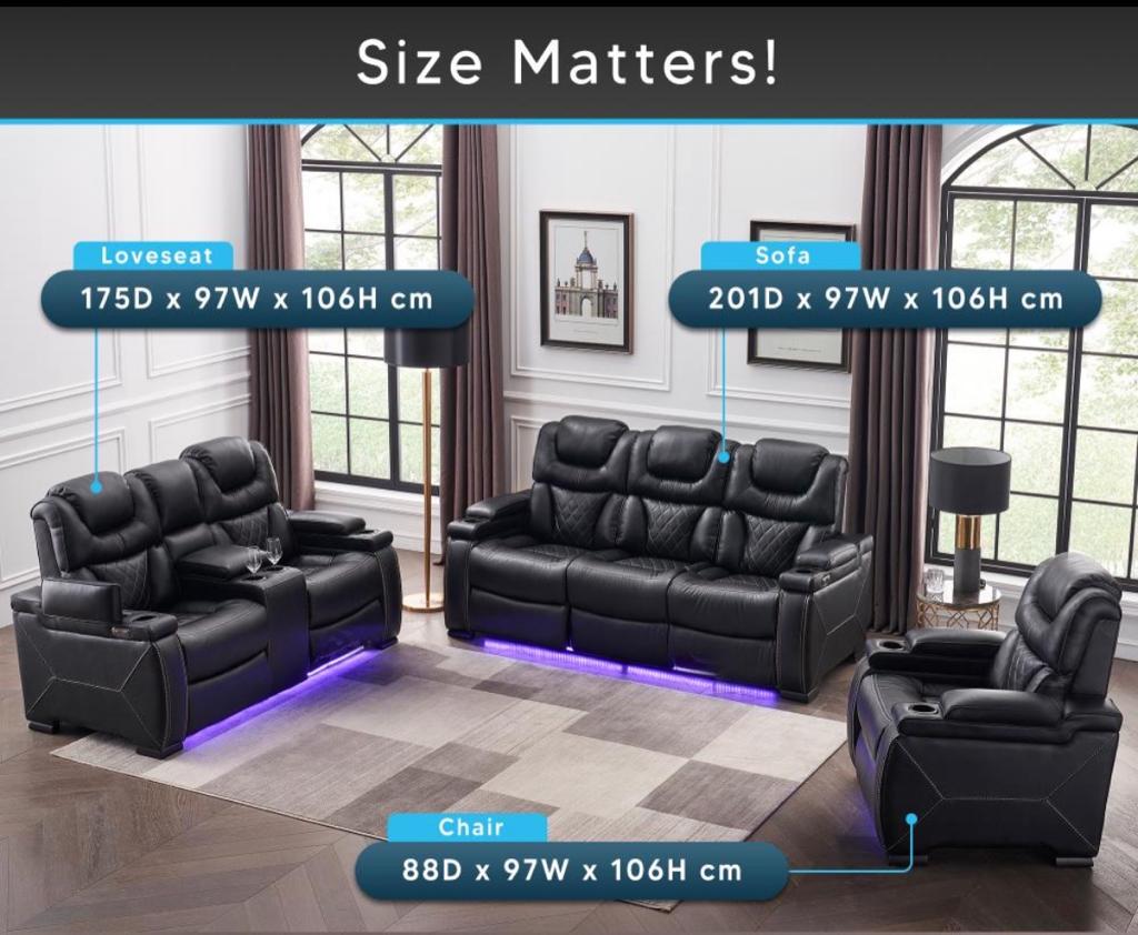 BlackBerry 1 Seater Air Leather Premium Sofa Chair - Power Recliner with Smart Features