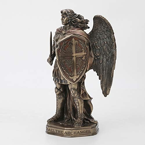 Veronese Design 11 Inch Archangel Saint Michael Sword and Shield with Base Cold Cast Resin Bronze Finish Statue Home Decor