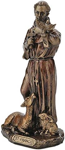 Veronese Design 3 3/8 Inch Saint Francis of Assisi Cast Resin Hand Painted Antique Bronze Finish Statue Home Decor