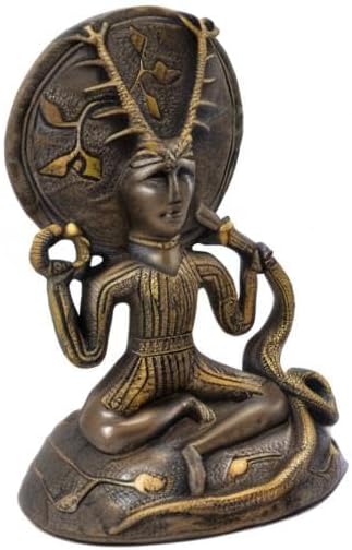 Ebros Seated Celtic Horned God Herne Cernunnos with Deer Antlers and Earth Disc Statue Oberon Zell Rendering of Gundestrop Cauldron Sculpture 6.25" Tall Wicca Paganism Accent Home Decor
