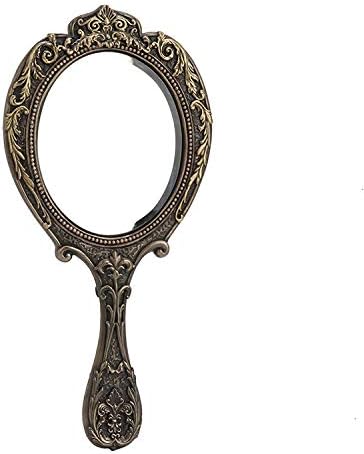 Veronese Design 10 Inch Vintage Skull Brooch Victorian Hand Mirror Cold Cast Resin Bronze Finish Statue Home Decor
