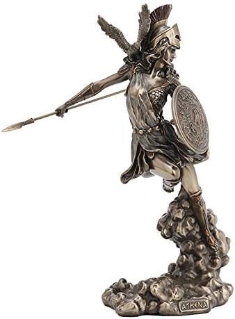 Veronese Design 9 1/4 Inch Greek Goddess Athena Holding Spear and Shield Cold Cast Resin Bronze Finish Statue Home Decor