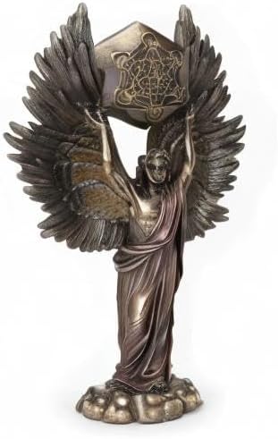 Veronese Design Archangel Metatron Holding Up Sacred Geometry Cube Statue