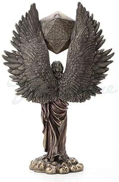 Veronese Design Archangel Metatron Holding Up Sacred Geometry Cube Statue