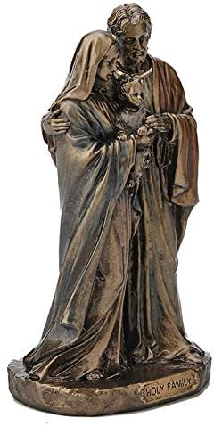 Veronese Design 3 3/8 Inch Holy Family Cast Resin Hand Painted Antique Bronze Finish Statue Home Decor