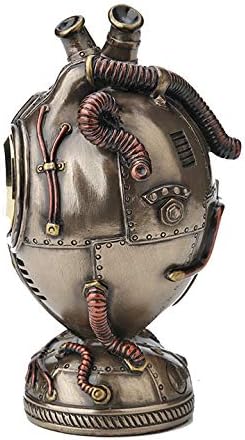 Veronese Design 4 1/2 Inch Steampunk Heart Clock Cold Cast Resin Antique Bronze Finish Statue Home Decor