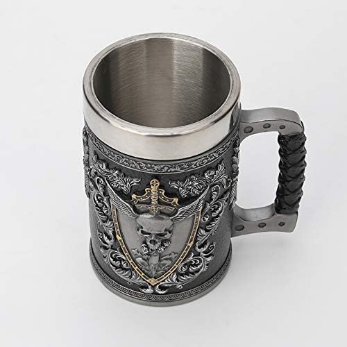Veronese Design 6 1/4 Inch Teutonic Winged Skull Crest Beer Stein Cold Cast Resin Pewter Finish Statue Home Decor