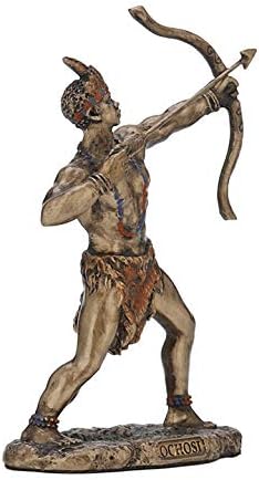 Veronese Design 3 7/8 Inch Ochosi Santeria Orisha The Divine Hunter Cast Resin Hand Painted Antique Bronze Finish Statue Home Decor