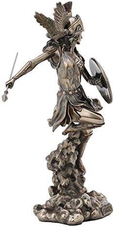 Veronese Design 9 1/4 Inch Greek Goddess Athena Holding Spear and Shield Cold Cast Resin Bronze Finish Statue Home Decor