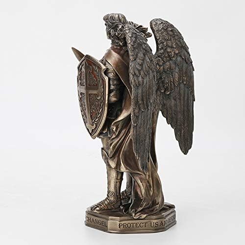 Veronese Design 11 Inch Archangel Saint Michael Sword and Shield with Base Cold Cast Resin Bronze Finish Statue Home Decor