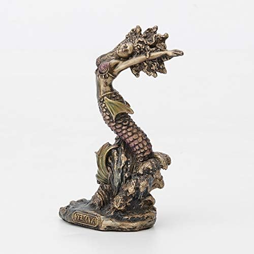 Veronese Design 3 1/2 Inch Yemaya Santeria Orisha Mother of All and Goddess of The Ocean Cast Resin Hand Painted Antique Bronze Finish Statue Home Decor