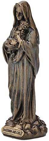 Veronese Design 3 3/8 Inch Madonna and Baby Jesus Virgin Mary Cast Resin Hand Painted Antique Bronze Finish Statue Home Decor